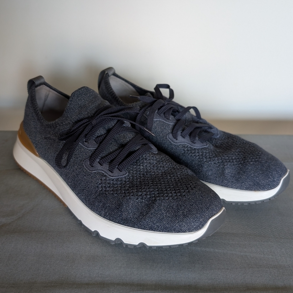 Brunello Cucinelli Blue Melange Knit Runners 45